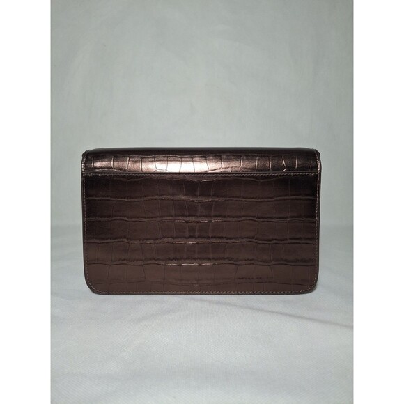 Kate Spade Madison Croc Embossed Willow Medium Convertible Crossbody Brown - Picture 3 of 9